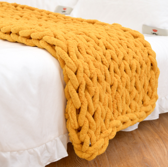 Yellow Chunky Knit Blanket